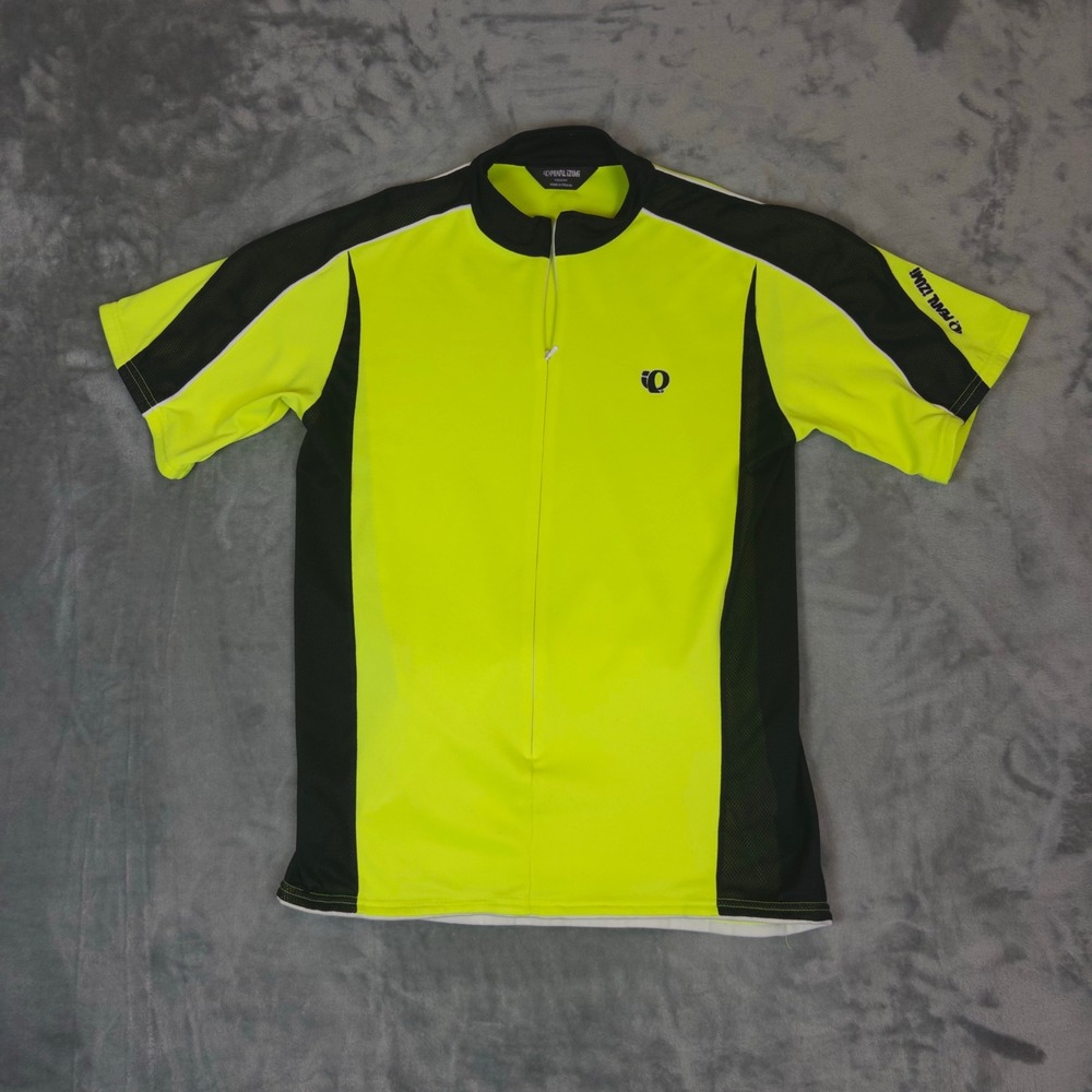 Pearl Izumi Cycling Jersey Mens Medium Yellow Black Short Sleeve Full Zip Bike